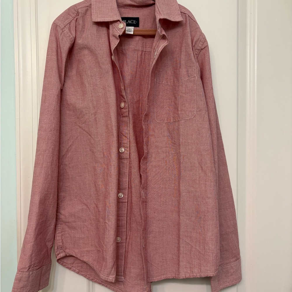 Boys Red Button-Up Shirt